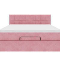 Ottoman-Bett mit Matratze & LEDs Rosa 140x200 cm Samt