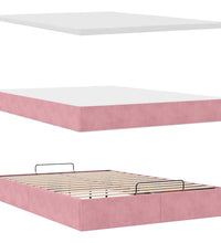 Ottoman-Bett mit Matratze & LEDs Rosa 140x200 cm Samt