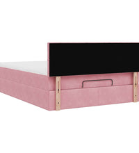 Ottoman-Bett mit Matratze & LEDs Rosa 140x200 cm Samt