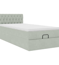 Ottoman-Bett mit Matratze & LEDs Hellgrau 80x200 cm Samt