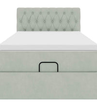Ottoman-Bett mit Matratze & LEDs Hellgrau 80x200 cm Samt