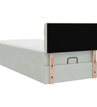 Ottoman-Bett mit Matratze & LEDs Hellgrau 80x200 cm Samt