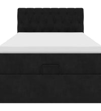 Ottomane Bett mit Matratze & LEDs Schwarz 80x200 cm Samt
