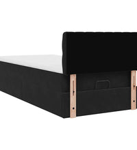 Ottomane Bett mit Matratze & LEDs Schwarz 80x200 cm Samt