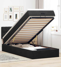 Ottomane Bett mit Matratze & LEDs Schwarz 80x200 cm Samt