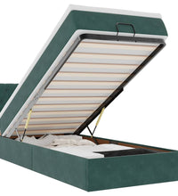 Ottomane Bett mit Matratze & LEDs Dunkelgrün 80x200 cm Samt