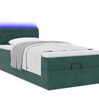 Ottomane Bett mit Matratze & LEDs Dunkelgrün 80x200 cm Samt