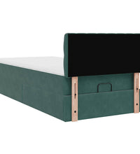Ottomane Bett mit Matratze & LEDs Dunkelgrün 80x200 cm Samt