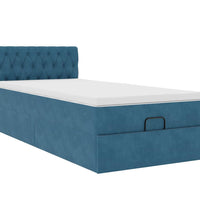 Ottomane Bett mit Matratze & LEDs Dunkelblau 80x200 cm Samt