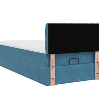 Ottomane Bett mit Matratze & LEDs Dunkelblau 80x200 cm Samt