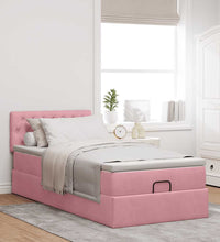 Ottomane Bett mit Matratze & LEDs Rosa 80x200 cm Samt
