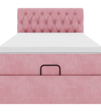 Ottomane Bett mit Matratze & LEDs Rosa 80x200 cm Samt