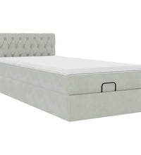 Ottoman-Bett mit Matratze & LEDs Hellgrau 90x190 cm Samt