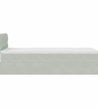 Ottoman-Bett mit Matratze & LEDs Hellgrau 90x190 cm Samt