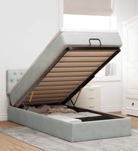 Ottoman-Bett mit Matratze & LEDs Hellgrau 90x190 cm Samt