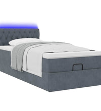 Ottoman-Bett mit Matratze & LEDs Dunkelgrau 90x190 cm Samt