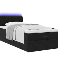 Ottoman-Bett mit Matratze & LEDs Schwarz 90x190 cm Samt