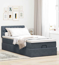 Ottoman-Bett mit Matratze & LEDs Dunkelgrau 90x200 cm Samt