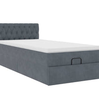 Ottoman-Bett mit Matratze & LEDs Dunkelgrau 90x200 cm Samt