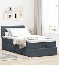 Ottoman-Bett mit Matratze & LEDs Dunkelgrau 100x200 cm Samt