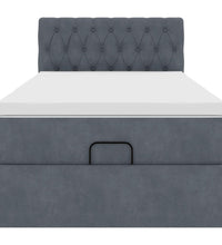 Ottoman-Bett mit Matratze & LEDs Dunkelgrau 100x200 cm Samt