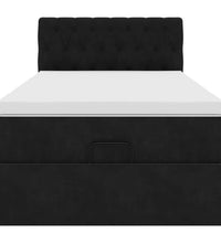 Ottoman-Bett mit Matratze & LEDs Schwarz 100x200 cm Samt