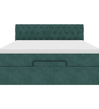 Ottoman-Bett mit Matratze & LEDs Dunkelgrün 140x200 cm Samt