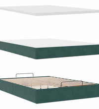 Ottoman-Bett mit Matratze & LEDs Dunkelgrün 140x200 cm Samt