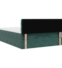 Ottoman-Bett mit Matratze & LEDs Dunkelgrün 140x200 cm Samt