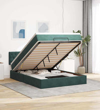 Ottoman-Bett mit Matratze & LEDs Dunkelgrün 140x200 cm Samt