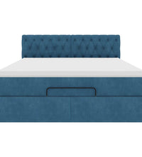 Ottoman-Bett mit Matratze & LEDs Dunkelblau 140x200 cm Samt