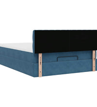 Ottoman-Bett mit Matratze & LEDs Dunkelblau 140x200 cm Samt