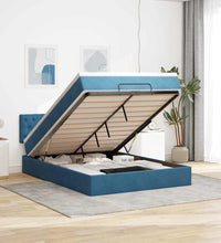 Ottoman-Bett mit Matratze & LEDs Dunkelblau 140x200 cm Samt