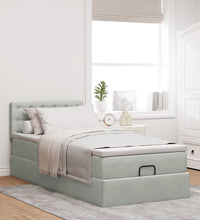 Ottoman-Bett mit Matratze & LEDs Hellgrau 80x200 cm Samt