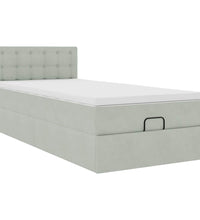 Ottoman-Bett mit Matratze & LEDs Hellgrau 80x200 cm Samt