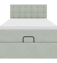Ottoman-Bett mit Matratze & LEDs Hellgrau 80x200 cm Samt