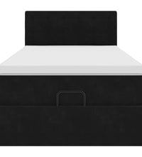 Ottomane Bett mit Matratze & LEDs Schwarz 80x200 cm Samt