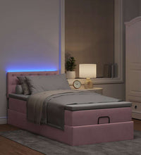 Ottomane Bett mit Matratze & LEDs Rosa 80x200 cm Samt