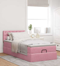 Ottomane Bett mit Matratze & LEDs Rosa 80x200 cm Samt