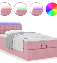 Ottomane Bett mit Matratze & LEDs Rosa 80x200 cm Samt