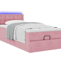 Ottomane Bett mit Matratze & LEDs Rosa 80x200 cm Samt
