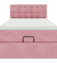 Ottomane Bett mit Matratze & LEDs Rosa 80x200 cm Samt