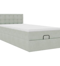 Ottoman-Bett mit Matratze & LEDs Hellgrau 90x190 cm Samt