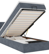 Ottoman-Bett mit Matratze & LEDs Dunkelgrau 90x190 cm Samt
