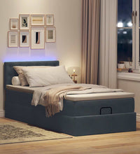 Ottoman-Bett mit Matratze & LEDs Dunkelgrau 90x190 cm Samt