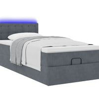 Ottoman-Bett mit Matratze & LEDs Dunkelgrau 90x190 cm Samt