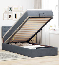 Ottoman-Bett mit Matratze & LEDs Dunkelgrau 90x190 cm Samt