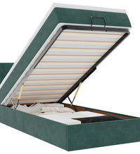 Ottoman-Bett mit Matratze & LEDs Dunkelgrün 90x190 cm Samt