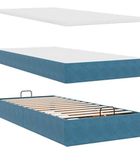 Ottoman-Bett mit Matratze & LEDs Dunkelblau 90x190 cm Samt
