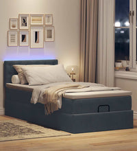 Ottoman-Bett mit Matratze & LEDs Dunkelgrau 90x200 cm Samt